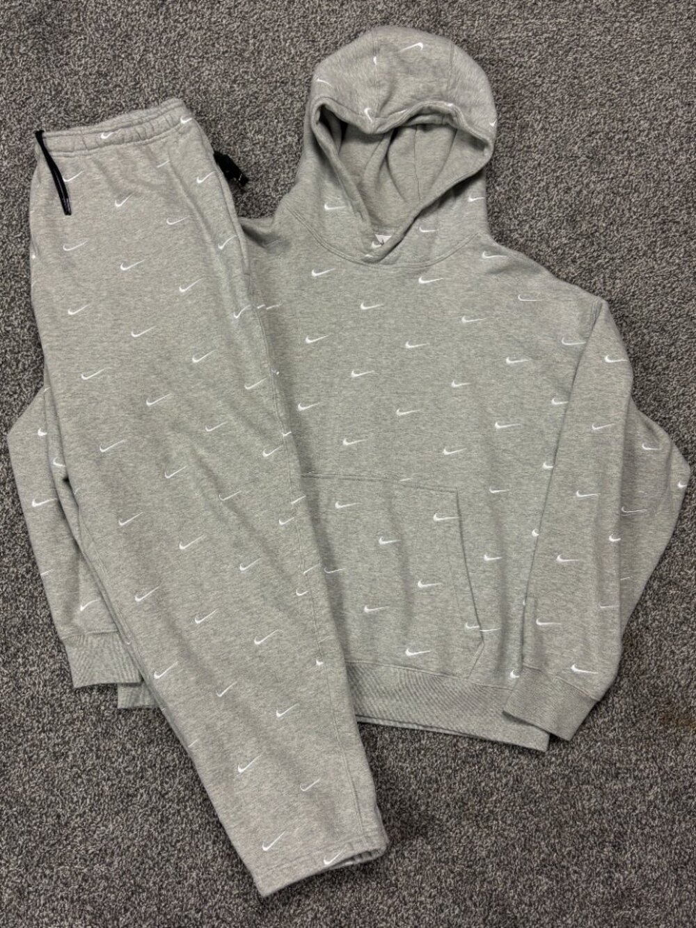 Nike NRG All Over Swoosh Logo Sweatsuit (CJ8907-050/CJ8905-050), Size XL